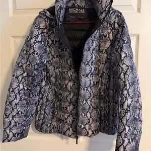 Michael Kors Snake-Print Packable Puffer Jacket - Black & White
